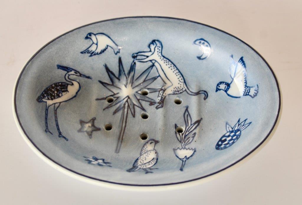 Blue & White Tiger Moon Soap Dish